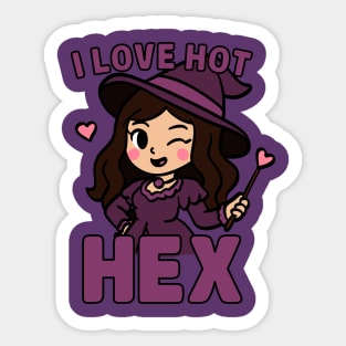 I Love Hot Hex Funny Witch Quote Sticker